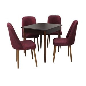 Set masa si scaune bucatarie Deco & Artemis, 5 piese, wenge-bordo