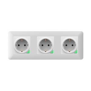 Priza smart tripla, WiFi, rama cu trei sloturi, compatibil Tuya/SmartLife/Alexa/Google Assistant, 3000W, ABS, alb