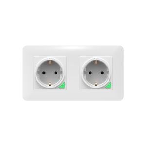 Priza dubla smart WiFi, rama cu doua sloturi, 3000W, 110-240V, alb