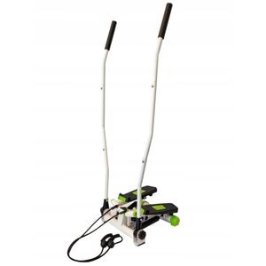 Stepper reglabil cu manere si corzi idealStore Stepper Home++, pedale si manere anti-derapante, intensitate ajustabila, 5 functii, greutate suportata 120 Kg, negru/verde