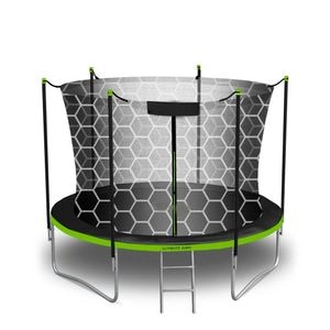 Trambulina de gradina DacEnergy, D 252 cm, greutate suportata 70 Kg, Negru/Verde