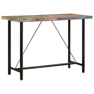 Masa de bar vidaXL, lemn masiv reciclat si fier, 150x70x107 cm, multicolor