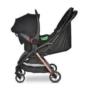 Carucior Set 2 in 1 autofold, Lorelli, Loret, 0 luni - 4 ani, pana la 22 kg, pliere cu o singura mana, spatar reglabil in 4 pozitii, suspensii, cosulet auto I-size 0 - 15 luni ( 40 - 87 cm ), Black Jasper