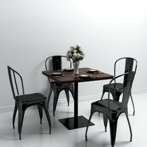 Masa bistro vidaXL, MDF + otel, patrata, maro, 80 x 80 x 75 cm