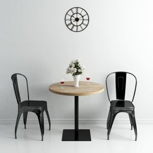 Masa bistro vidaXL, 2 persoane, MDF si otel, rotunda, bej, 80 x 80 x 75 cm