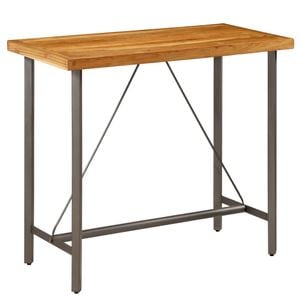 Masa de bar vidaXL, 2 persoane, lemn masiv de tec reciclat, 120 x 58 x 106 cm