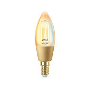 Bec LED inteligent vintage WiZ Connected Filament Whites, Wi-Fi, C35, E14, 4.9W (25W), 370 lm, temperatura lumina 2000K-5000K, clasa energetica G