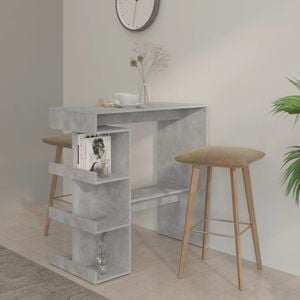 Masa bar cu raft de depozitare vidaXL, 100x50x101 cm, gri beton 