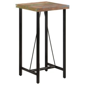 Masa de bar vidaXL, lemn masiv reciclat si fier, 55x55x107 cm, multicolor