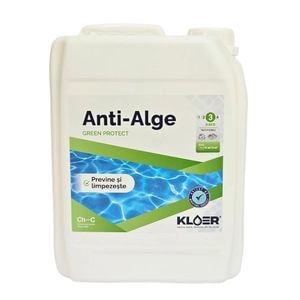Solutie Anti-Alge Green Protect Kloer, previne aparitia algelor, efect de limpezire, fara clor, pentru apa piscina, 5 l