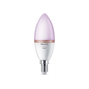 Set 3 becuri LED RGB inteligente Philips Smart C37, Wi-Fi/Bluetooth, E14, 4.9W (40W), lumina alba si colorata (2200-6500K), clasa energetica F