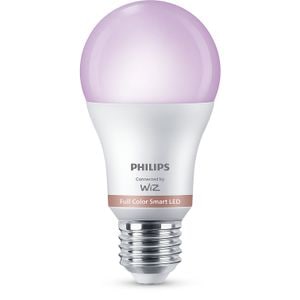 Set 3 becuri LED RGB inteligente Philips Smart A60, Wi-Fi/Bluetooth, E27, 8.5W (60W), lumina alba si colorata (2200-6500K), clasa energetica F