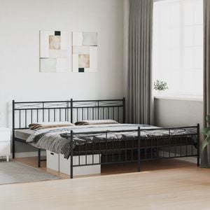 Cadru pat metalic cu tablii de cap/picioare vidaXL, 193x203 cm, negru