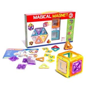 Set Inteligent de constructie Magical Magnet IdealStore, Include 20 de Piese Multicolore, Educativ- Creativ, forme nelimitate, Stimularea imaginatiei, Magneti Neodim