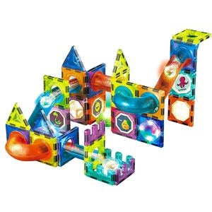 Set Inteligent de Constructie Magnetic cu Lumina idealStore Strong Magnets, Include 75 elemente, Efect de Stralucire, Magneti Puternici din Neodim