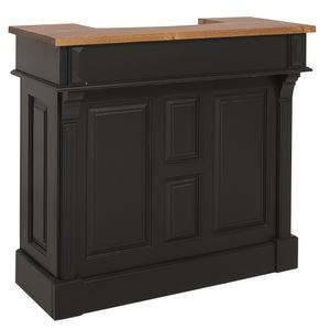 Bar mic, 100% lemn masiv, culoare blat maro P084, culoare corp negru P003, dublu color, 120x51x107 cm