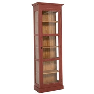 Vitrina cu 1 usa sticla, pereti sticla, culoare exterior bordo P029A, culoare interior maro deschis P001, dublu color, 100% lemn masiv, 75x40x220 cm