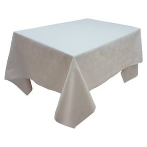 Fata de masa din Brocart cu motive florale XXL HouseXL CASA GINO, 150x245 cm, masa 12 persoane, alb