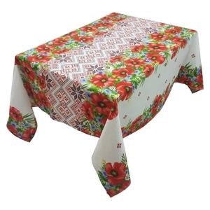 Fata de masa pentru living si bucatarie HouseXL CASA GINO, cu motive traditionale, bumbac 100%, 150x350 cm, masa 16 persoane, model Maci