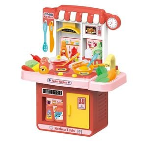 Bucatarie pentru copii Salamandra Kids, cu accesorii, lumini si sunete, 3 ani+, plastic, 41 x 34.5 x 16.5 cm multicolor