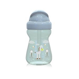 Biberon sport Animals Lorelli, cu pai moale si flexibil, 6 luni+, 325 ml, Mint Green