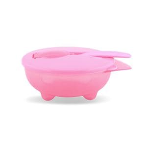 Set castron cu capac ermetic si lingurita Lorelli, 5x12 cm, fara BPA, Pink