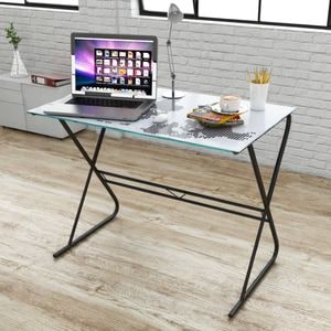 Birou din sticla vidaXL, cu model tip harta lumii, 80x50x75 cm