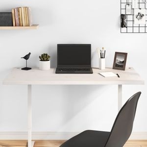 Blat de birou vidaXL, 110x55x2.5cm, lemn masiv de pin, alb