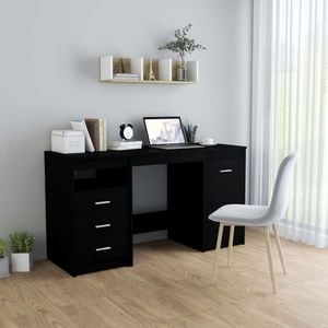 Birou vidaXL, 140x50x76 cm, lemn prelucrat, negru