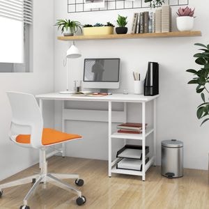Birou de calculator vidaXL, 105x55x72 cm, MDF si metal, alb