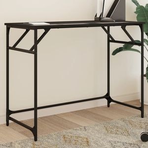 Birou negru vidaXL, 100x45x76cm, lemn compozit/otel vopsit electrostatic