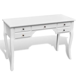 Birou in stil frantuzesc vidaXL, din lemn cu picioare curbate si 5 sertare, 110x47x79 cm