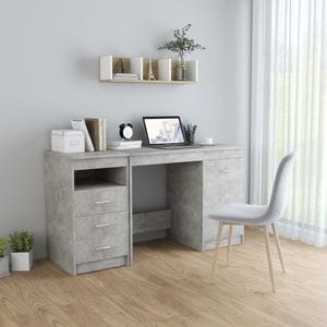 Birou vidaXL, 140x50x76 cm, lemn prelucrat, gri beton