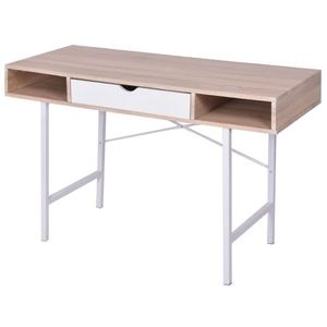 Birou cu un sertar vidaXL, alb/stejar, 120 x 48 x 77 cm