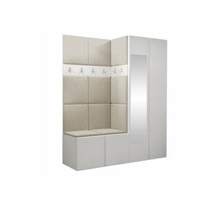 Cuier Hol Luca 1, alb cu tapiterie bej, 188 x 158 x 46 cm