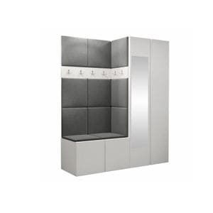 Cuier Hol Luca 1, alb cu tapiterie gri inchis, 188 x 158 x 46 cm