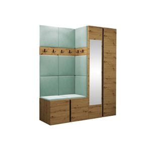 Cuier Hol Luca1, artisan cu tapiterie verde menta, 188 x 158 x 46 cm