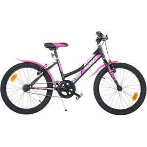 Bicicleta cu pedale Dino Bikes Mountain Bike, Cu 6 viteze, 20 inch, Pana la 145 cm, 7 ani+, Negru/Roz