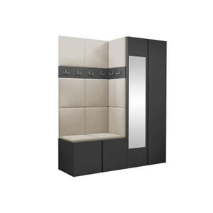 Cuier Hol Luca 1, grafit cu tapiterie bej, 188 x 158 x 46 cm