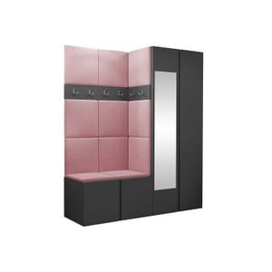 Cuier Hol Luca 1, grafit cu tapiterie roz, 188 x 158 x 46 cm