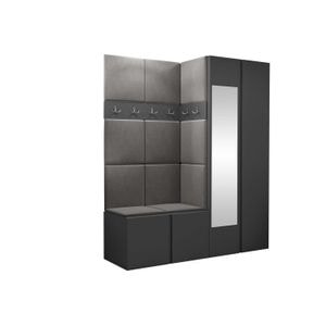 Cuier Hol Luca 1, grafit cu tapiterie gri deschis, 188 x 158 x 46 cm