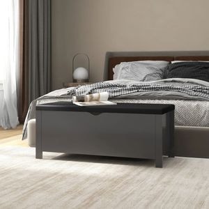 Cutie de depozitare cu perna vidaXL, 105x40x45cm, lemn prelucrat, gri