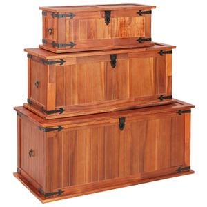 Cufere de depozitare vidaXL, 3 buc., lemn masiv de acacia