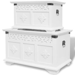 Cufar de depozitare vidaXL, alb, 2 piese, lemn/MDF, 33 x 33 x 30 cm