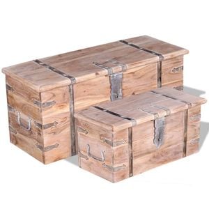 Set cufere de depozitare vidaXL, 2 buc., lemn de acacia