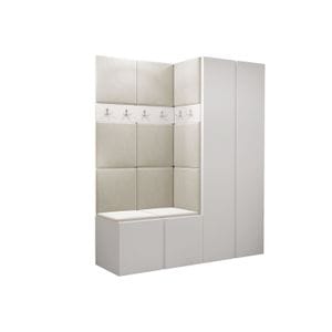 Cuier Hol Luca 2, alb cu tapiterie bej, 188 x 158 x 46 cm