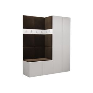 Cuier Hol  Luca 2, alb cu tapiterie maro, 188 x 158 x 46 cm