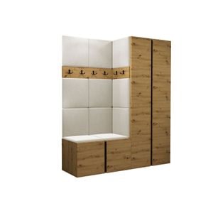 Cuier Hol Luca 2, artisan cu tapiterie bej, 188 x 158 x 46 cm
