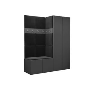 Cuier Hol Luca 2, grafit cu tapiterie gri inchis, 188 x 158 x 46 cm
