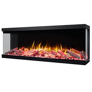 Semineu electric liniar Aflamo Superb 50, incorporabil 3D, cu sunet, 2 trepte putere, 1600W, 54 x 126 x 33 cm, Negru